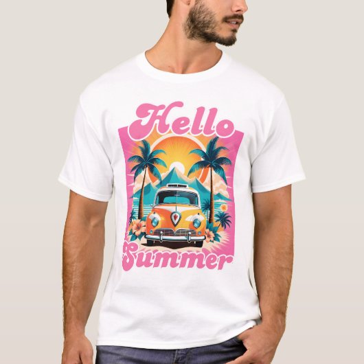 Hello Summer Retro Graphic T-Shirt (Vorderseite)