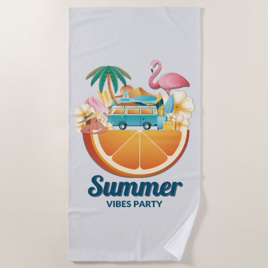 Hello Summer Sea Beach Party Strandtuch (Vorderseite)