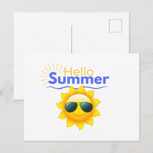 "Hello Summer" Sonnenschein Postkarte (Vorne/Hinten)