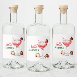 Hello Summer | Strawberry Cocktail Liquor Label Alkoholflaschenetikett