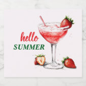 Hello Summer | Strawberry Cocktail Liquor Label Alkoholflaschenetikett (Einzelnes Label)