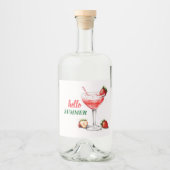 Hello Summer | Strawberry Cocktail Liquor Label Alkoholflaschenetikett (Vorderseite)