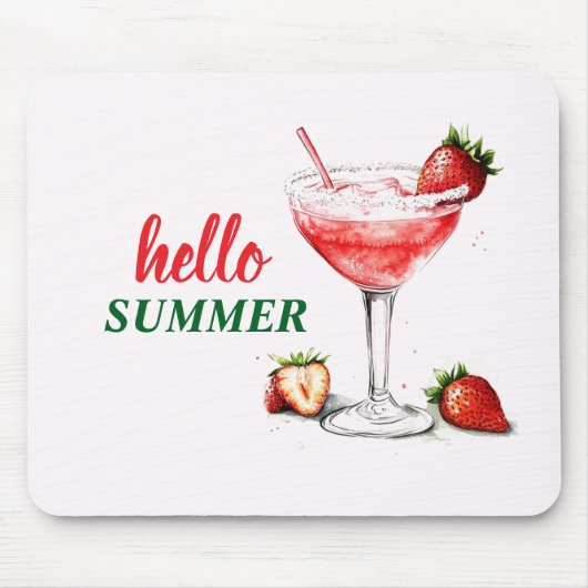 Hello Summer | Strawberry Cocktail Mouse Pad Mousepad (Vorne)