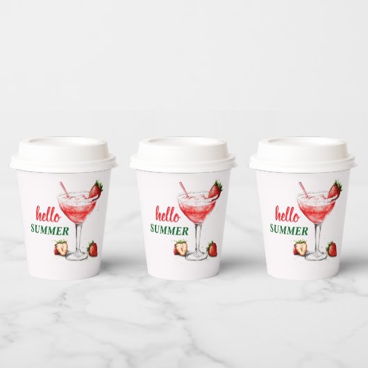 Hello Summer | Strawberry Cocktail Paper Cups Pappbecher (Multi)