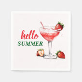 Hello Summer | Strawberry Cocktail Paper Napkins Serviette (Vorderseite)
