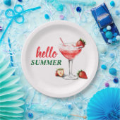 Hello Summer | Strawberry Cocktail Paper Plate Pappteller (Party)