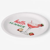Hello Summer | Strawberry Cocktail Paper Plate Pappteller (Schrägansicht)