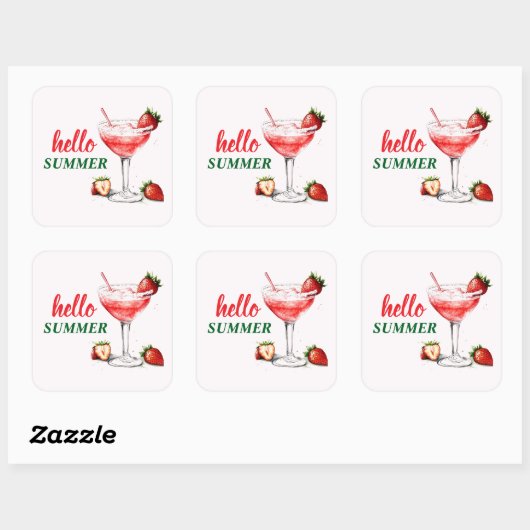 Hello Summer | Strawberry Cocktail Sticker (Blatt)