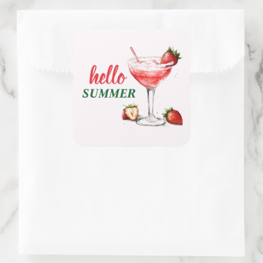 Hello Summer | Strawberry Cocktail Sticker (Tasche)