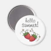 "Hello Summer" Strawberry-Magnet Magnet (Vorderseite/Rückseite)