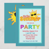 Hello Summer Sun Party Einladung (Vorne/Hinten)