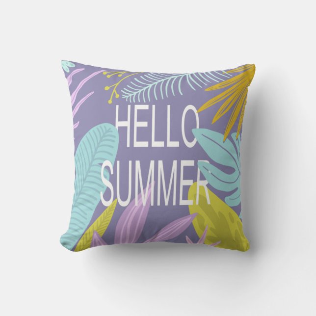 Hello Summer Tropical | Monogramm-Drehkissen Kissen (Vorderseite)