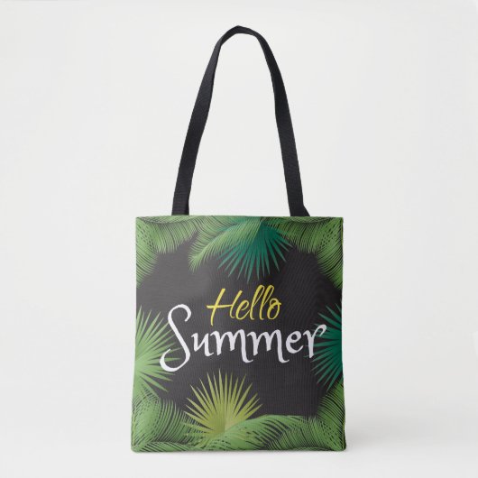 Hello Summer Tropical Palm Green Leafahmen Tasche (Vorderseite)