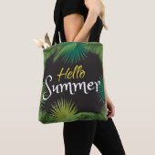 Hello Summer Tropical Palm Green Leafahmen Tasche (Von Nahem)
