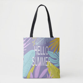 Hello Summer Tropical Pastel Blätter Tasche