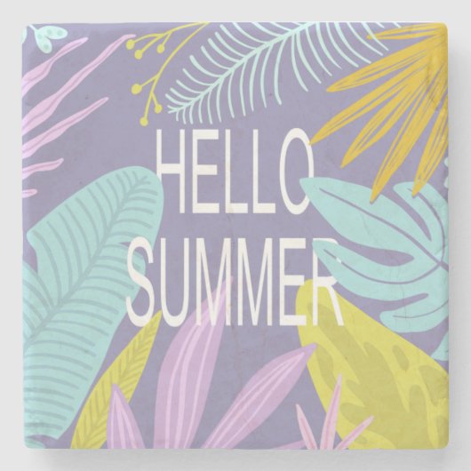 Hello Summer Tropical Steinuntersetzer (Vorderseite)