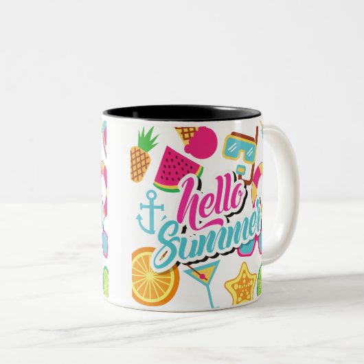 Hello Summer Two-Tone Coffee Tasse (VorderseiteRechts)