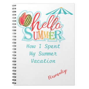 Hello Summer Vacacation Personalize Notebook Journ Notizblock