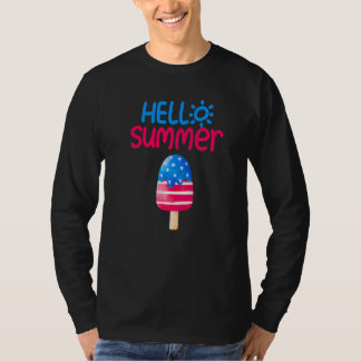 Hello Summer Vacation Popsicle Ice Cream Ice Lolly T-Shirt