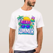 Hello Summer Vibes - Design tropischer Cartoon T-Shirt (Vorderseite)