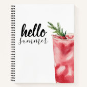 Hello Summer Watercolor Red Cherry Cocktail Notizblock (Vorderseite)