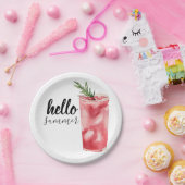 Hello Summer Watercolor Red Cherry Cocktail Pappteller (Party)