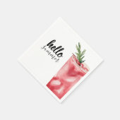 Hello Summer Watercolor Red Cherry Cocktail Serviette (Ecke)