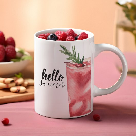 Hello Summer Watercolor Red Cherry Cocktail Zweifarbige Tasse