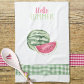 Hello Summer Watermelon Gingham Geschirrtuch