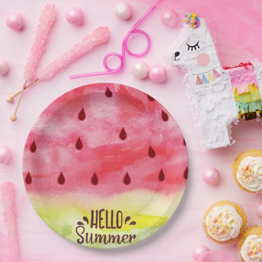 Hello Summer Watermelon Pappteller (Party)