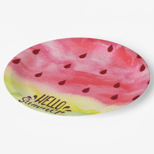 Hello Summer Watermelon Pappteller (Schrägansicht)