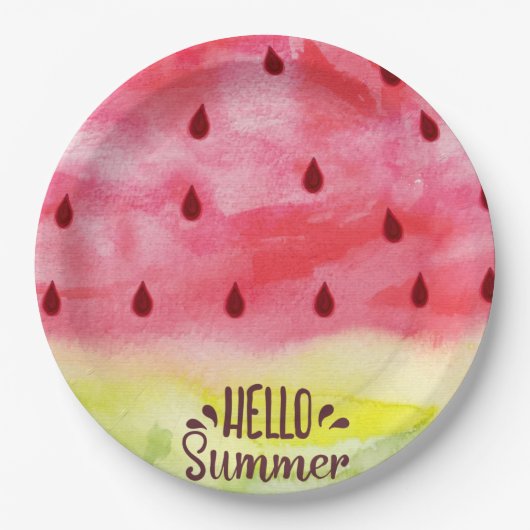 Hello Summer Watermelon Pappteller (Vorderseite)