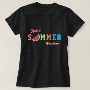 Hello Summer Watermelon Pastel Color Text T - Shir T-Shirt