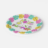 Hello Summer Word Art Tropical Palms 7" Pappteller (Schrägansicht)