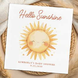 Hello Sunshine Boho Gender Neutral Sun Baby Shower Serviette