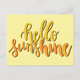 Hello Sunshine Hand Lettered Postcard Postkarte