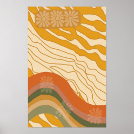 Hello Sunshine - Retro Flower Girl Poster