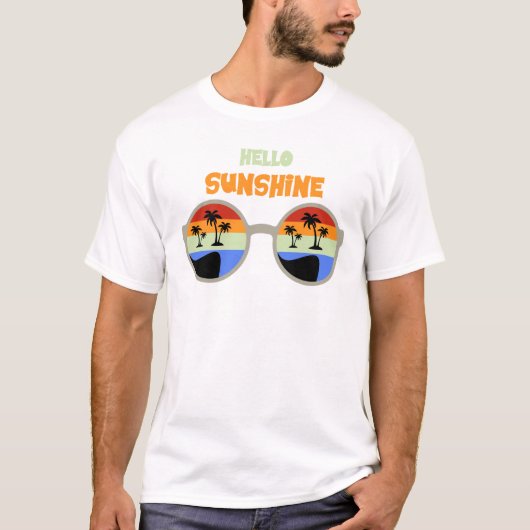 Hello Sunshine Retro Sunglasses Tropical Beach T-Shirt (Vorderseite)