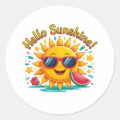 Hello Sunshine  Runder Aufkleber (Vorderseite)