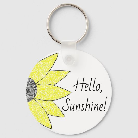 "Hello, Sunshine!" Sunflower Keychain Schlüsselanhänger (Vorderseite)