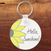 "Hello, Sunshine!" Sunflower Keychain Schlüsselanhänger (Vorderseite)