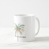 Hello Sunshine Tropical Palm Tree Kaffeetasse (VorderseiteRechts)