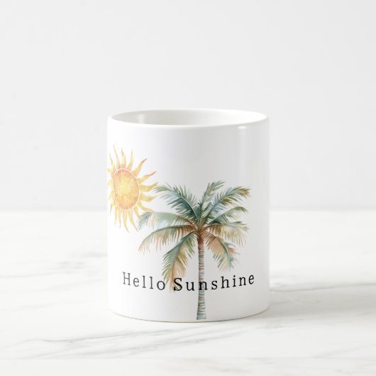 Hello Sunshine Tropical Palm Tree Kaffeetasse (Mittel)