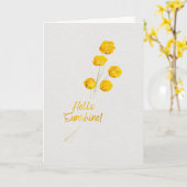 Hello Sunshine Yellow Billy Buttons Watercolor Karte (Gelbe Blume)
