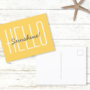 Hello Sunshine Yellow Typografy Zitat Postkarte