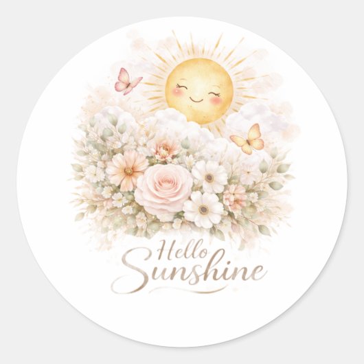 Hello Sunshiny – Cute Positive Sunshine Quote  Runder Aufkleber (Vorderseite)