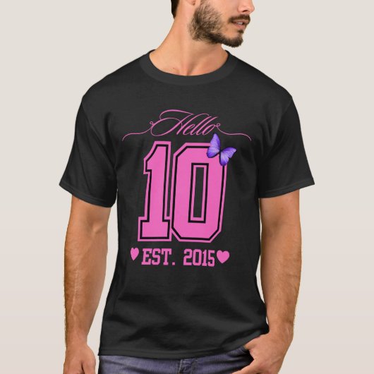 Hello Ten Digits Niedlich Coquette 10. Geburtstags T-Shirt (Vorderseite)