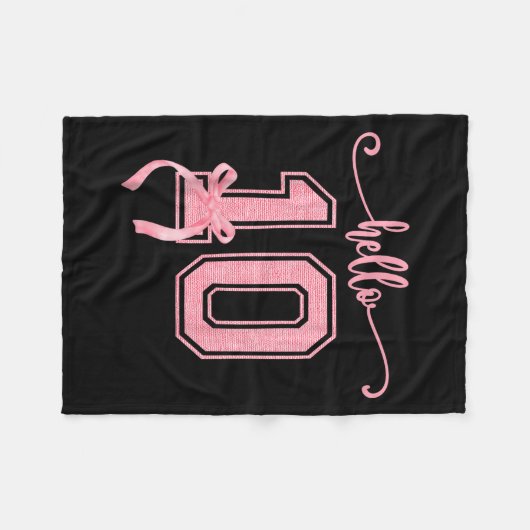Hello Ten Double Digits Niedlich Coquette Bow 10.  Fleecedecke (Vorderseite (Horizontal))