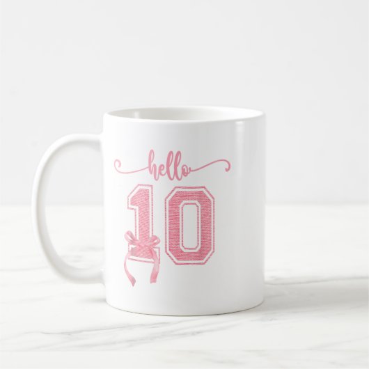 Hello Ten Double Digits Niedlich Coquette Bow 10.  Kaffeetasse (Links)