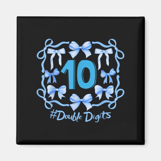 Hello Ten Double Digits Niedlich Coquette Bow 10. Magnet (Vorne)